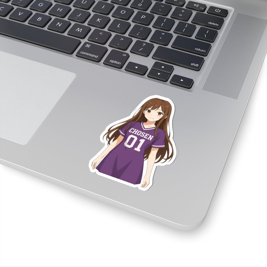 “CHOSEN 01” Cute Brown Hair Woman-Kiss-Cut Sticker