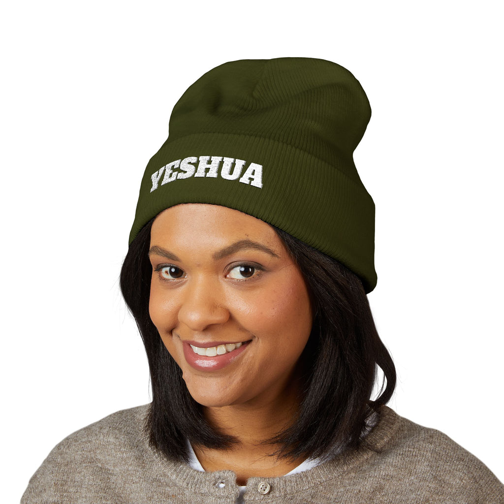 “YESHUA” Embroidered Cuffed Beanie