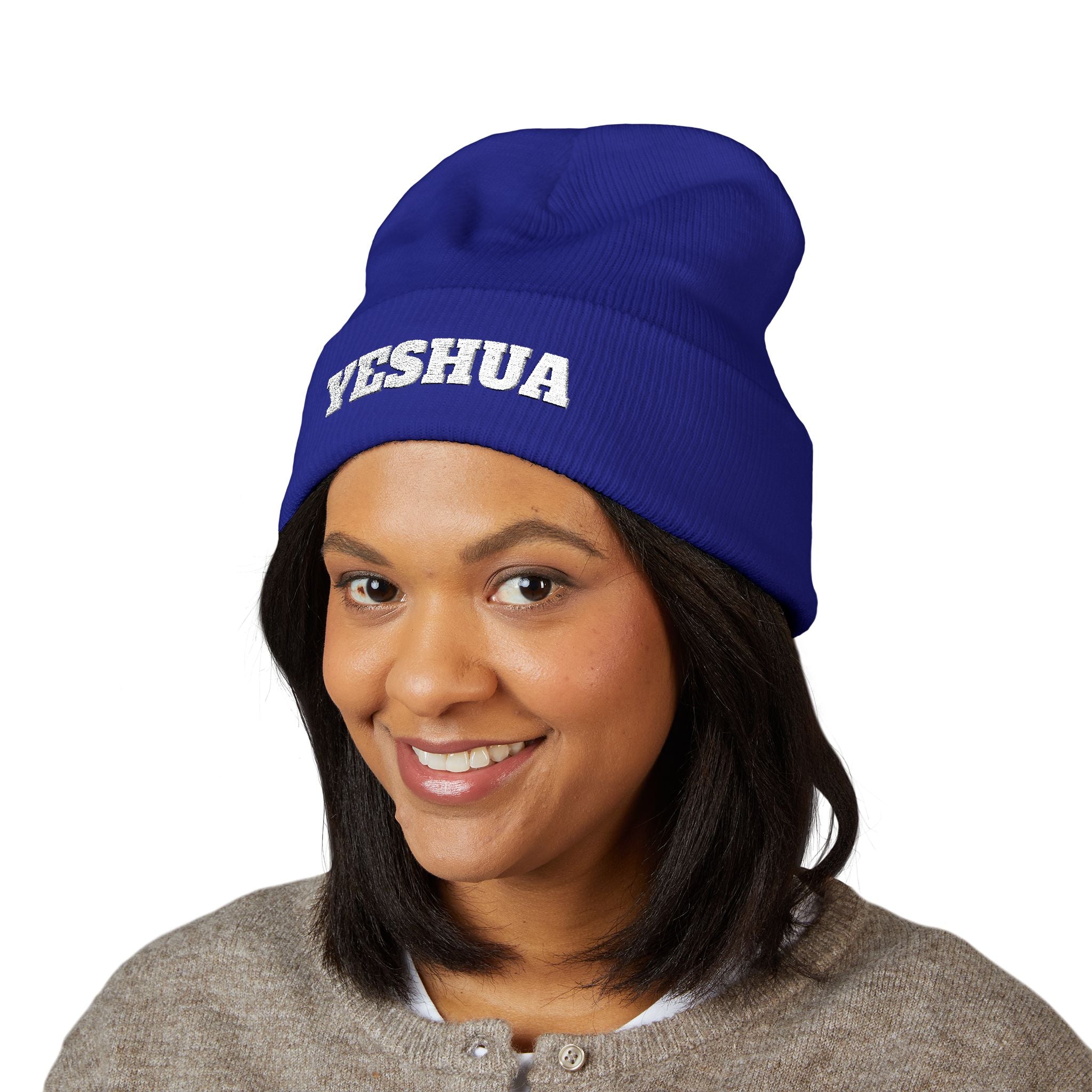 “YESHUA” Embroidered Cuffed Beanie
