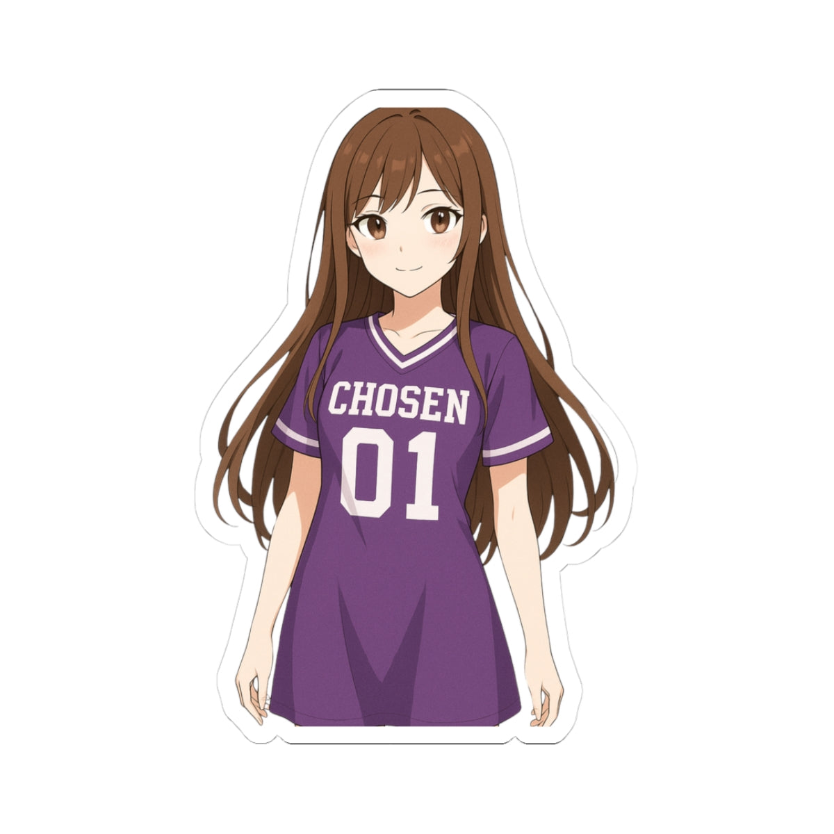 “CHOSEN 01” Cute Brown Hair Woman-Kiss-Cut Sticker