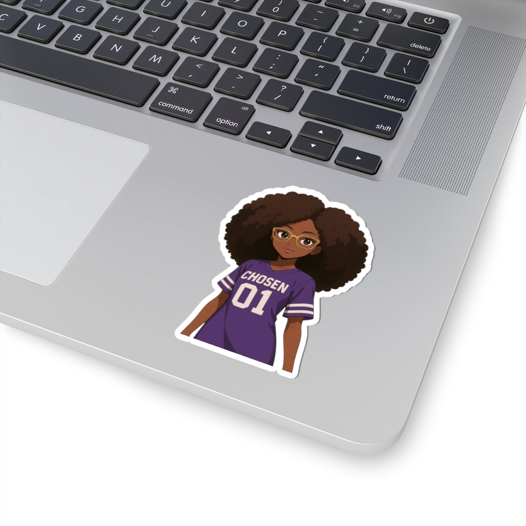 “CHOSEN 01” Cute Afro Puff Woman-Kiss-Cut Sticker