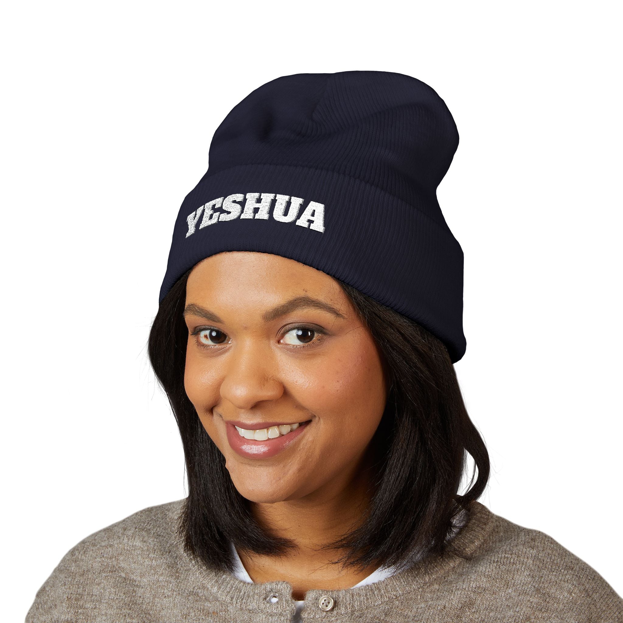 “YESHUA” Embroidered Cuffed Beanie